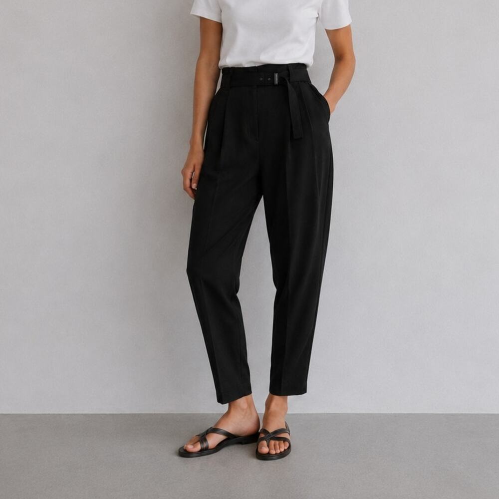 Brunello Cucinelli Luxury Wool Tailored Trousers with Monili Womens 8 Pleated